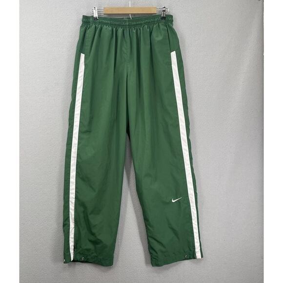 Nike Team Pants Mens XL Green White Track Athletic Warm Up Windbreaker Polyester - Picture 1 of 16